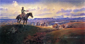 インディアナ カウボーイ Painting - チャールズ・m・ラッセルとその仲間たち 1922年 チャールズ・マリオン・ラッセル インディアナ州のカウボーイ